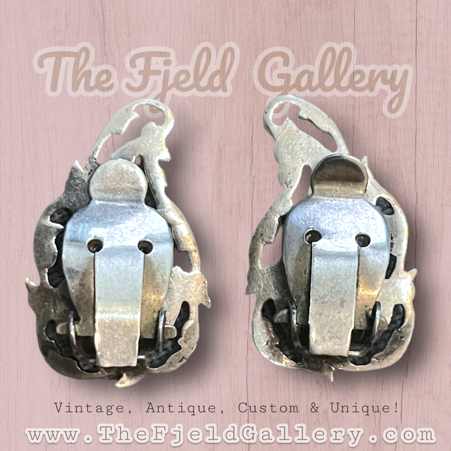 Vintage Siam Nielloware Sterling Silver Goddess Earrings