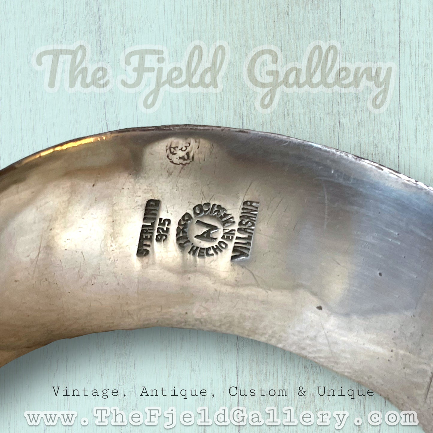 Taxco Sterling Villisana Abalone Hinged Bangle Bracelet