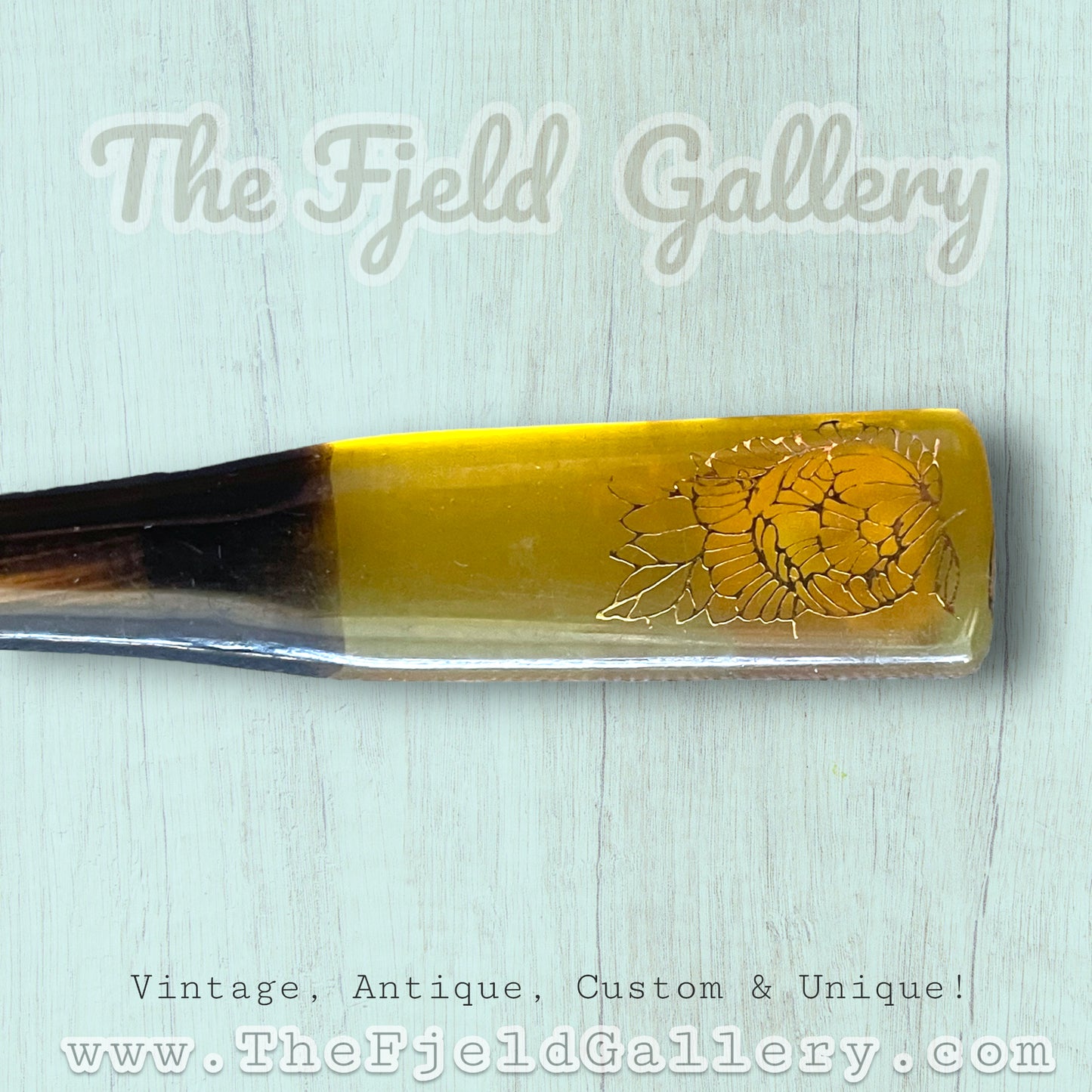 Antique Faux Tortoise Shell Hair Pin Stick with Abalone Inlay