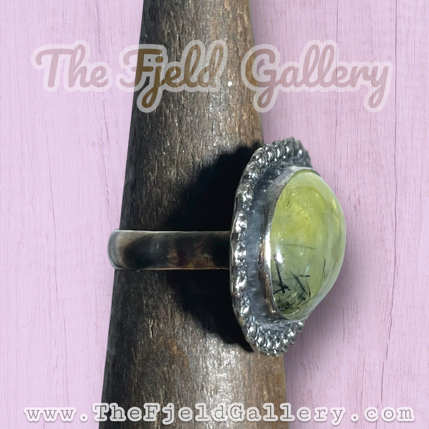 Green Rutile Quartz Sterling Silver Daisy Ring