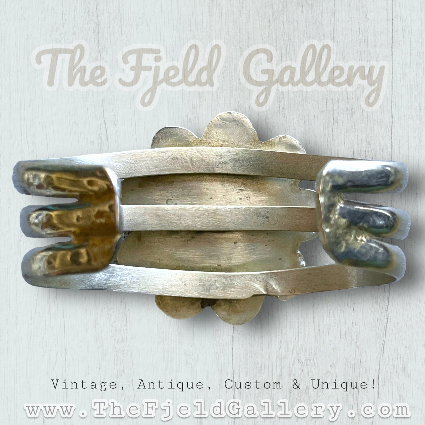 Vintage Sterling Silver Abalone Daisy Flower Cuff Bracelet