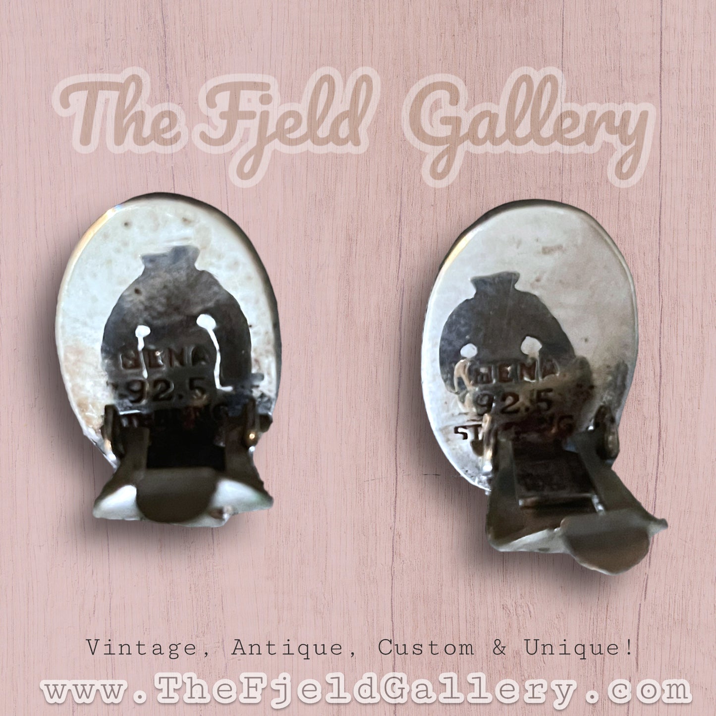 Vintage Siam Sterling Silver Nielloware Oval Earrings