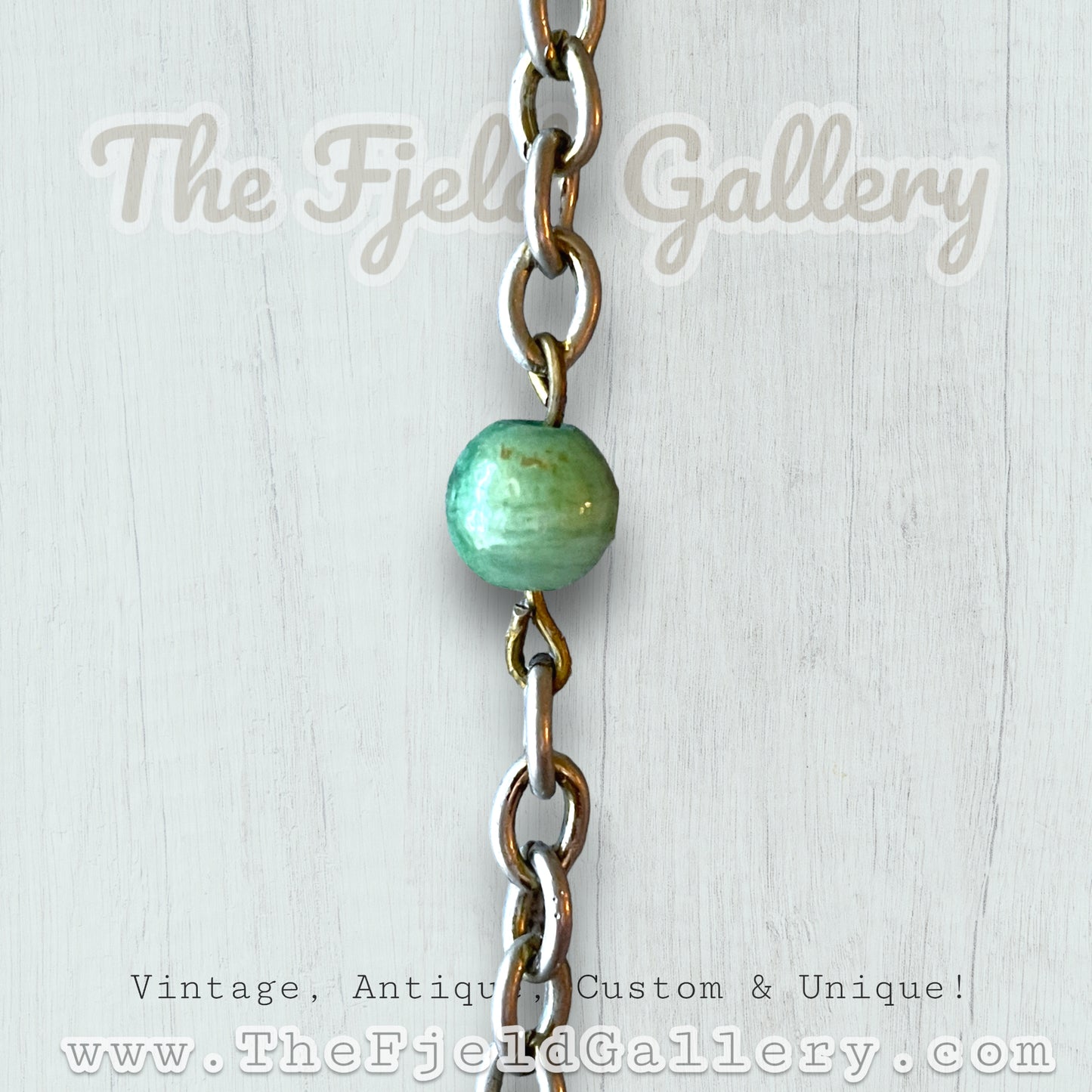 Vintage Green Jadeite Carved Face Mask Copper Necklace