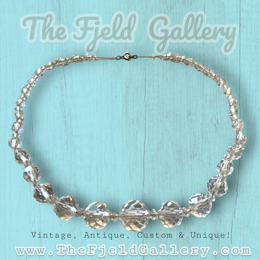 Edwardian German Sterling Silver Faceted Quartz Crystal Necklace