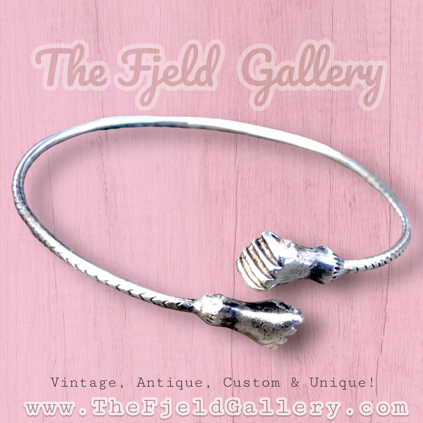 Sterling Silver Bypass Hands Bracelet