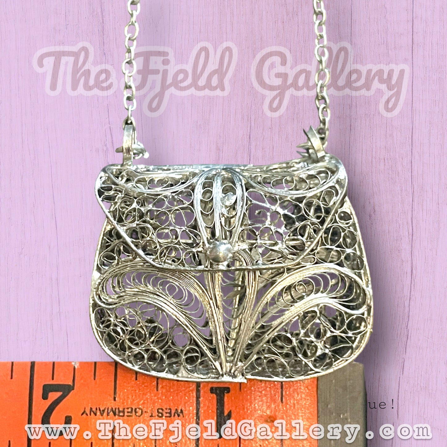 Antique Silver Filigree Articulating Purse Necklace
