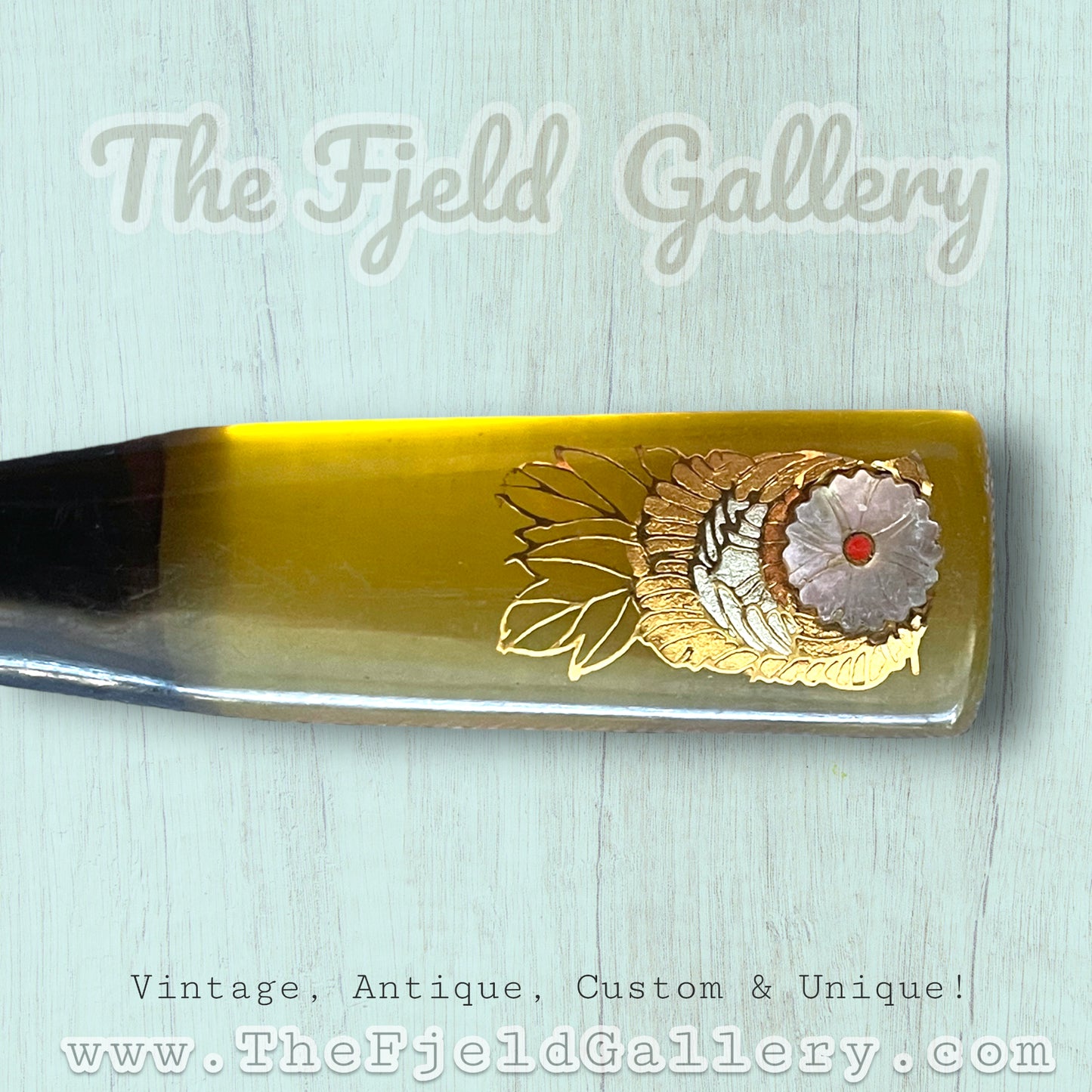 Antique Faux Tortoise Shell Hair Pin Stick with Abalone Inlay