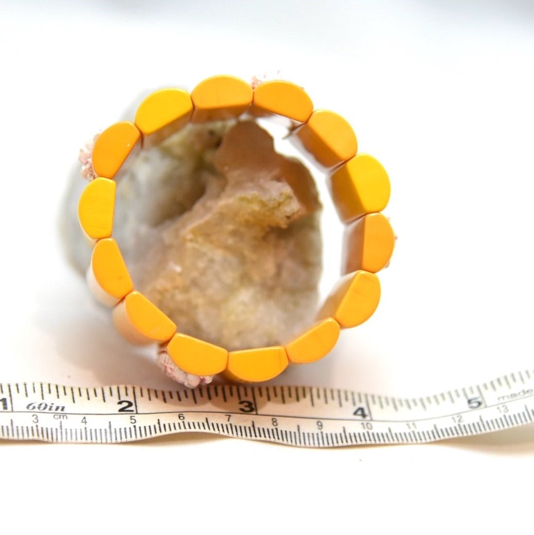 Antique Butterscotch & Pink Molded Rose Bakelite Link Bracelet