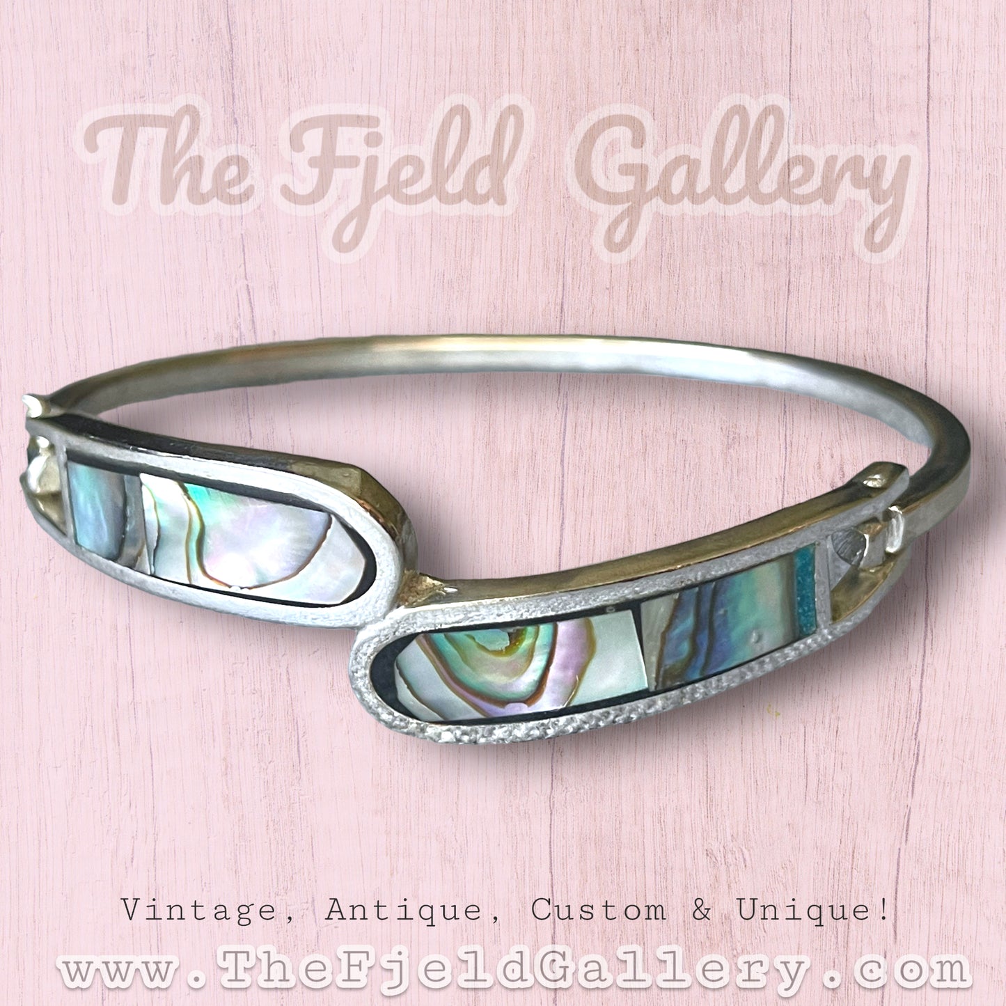 Sterling Silver Taxco Mexico Cintage Ablanie Hinged Bangle Bracelet