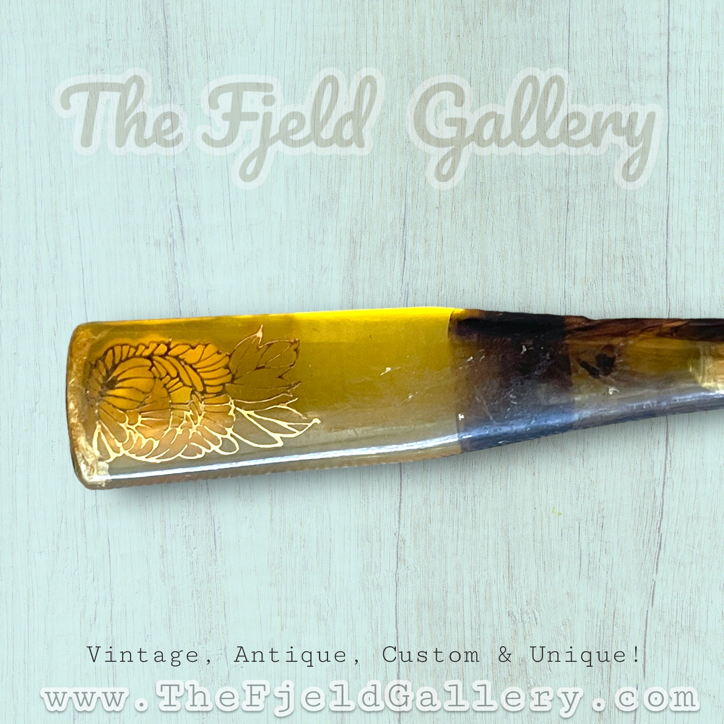 Antique Faux Tortoise Shell Hair Pin Stick with Abalone Inlay