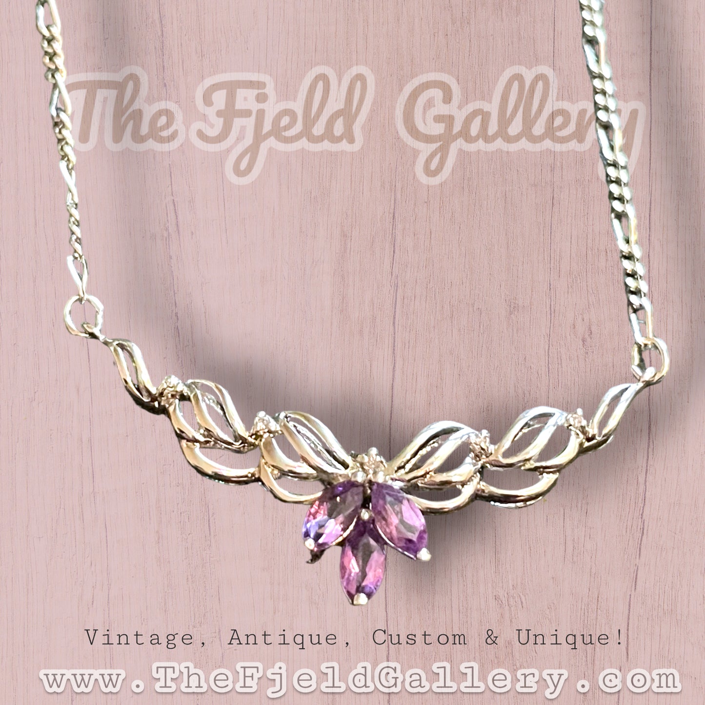 Sterling Silver Amethyst & Diamond Necklace