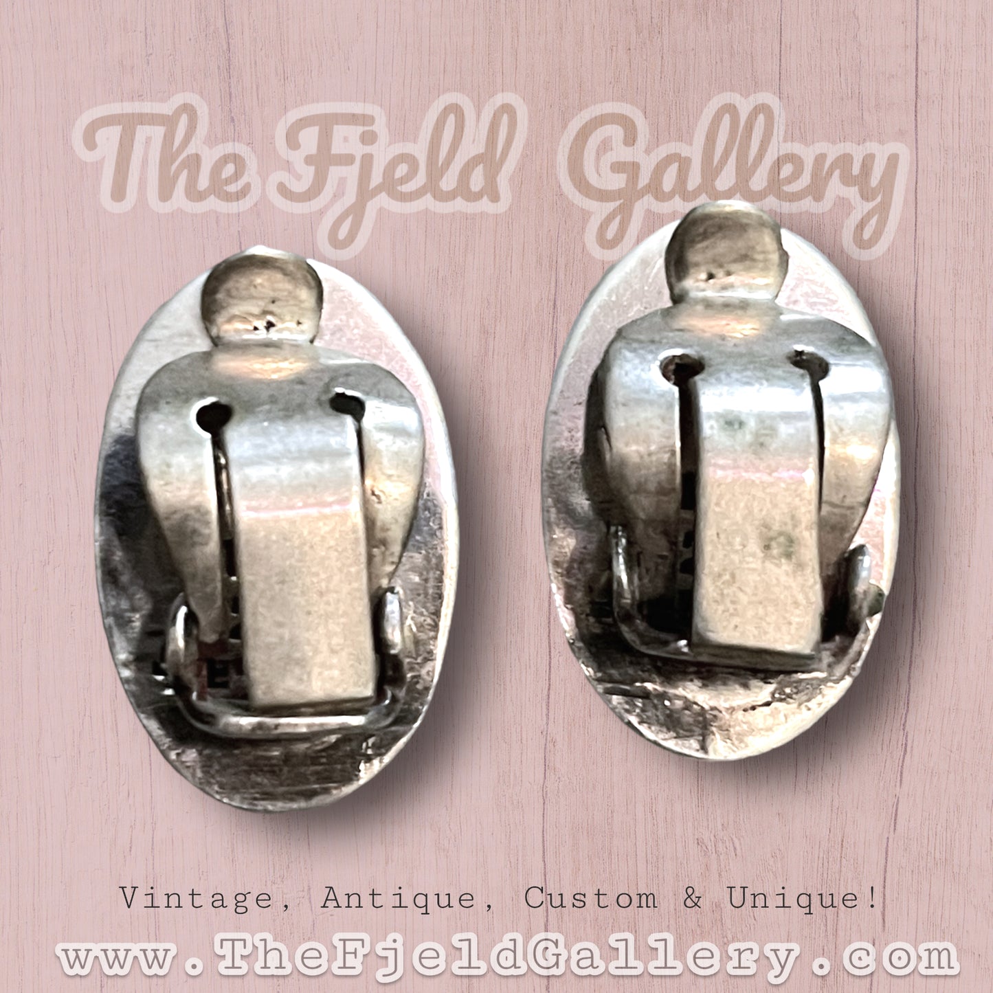 Vintage Siam Sterling Silver Nielloware Oval Earrings