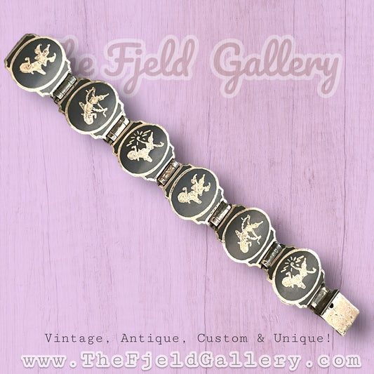 Siam Sterling Nielloware Gods & Goddess Mekkelah, Ramasoon & Angel Bracelet