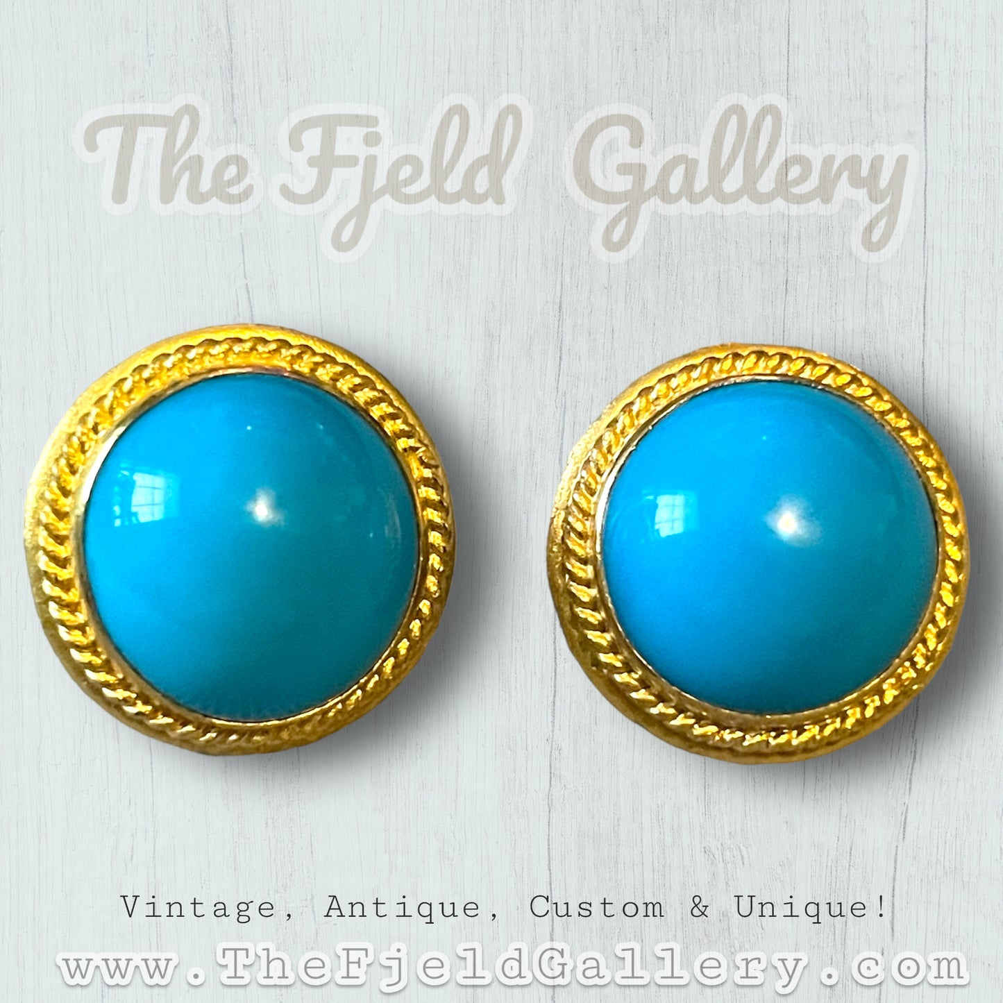 22 Karat Gold Set Turquoise Earrings