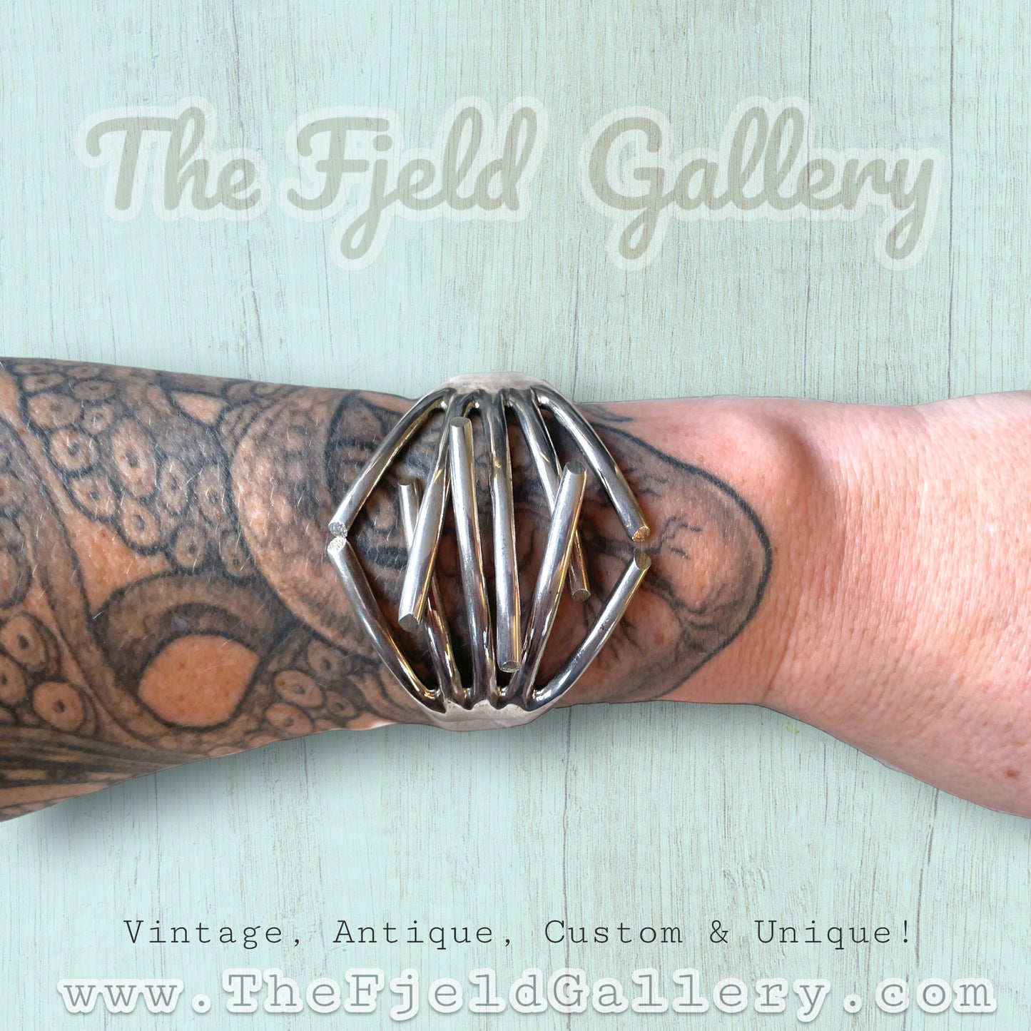 Unique Solid Sterling Silver Modernist Hinged Bypass Clamper Bracelet