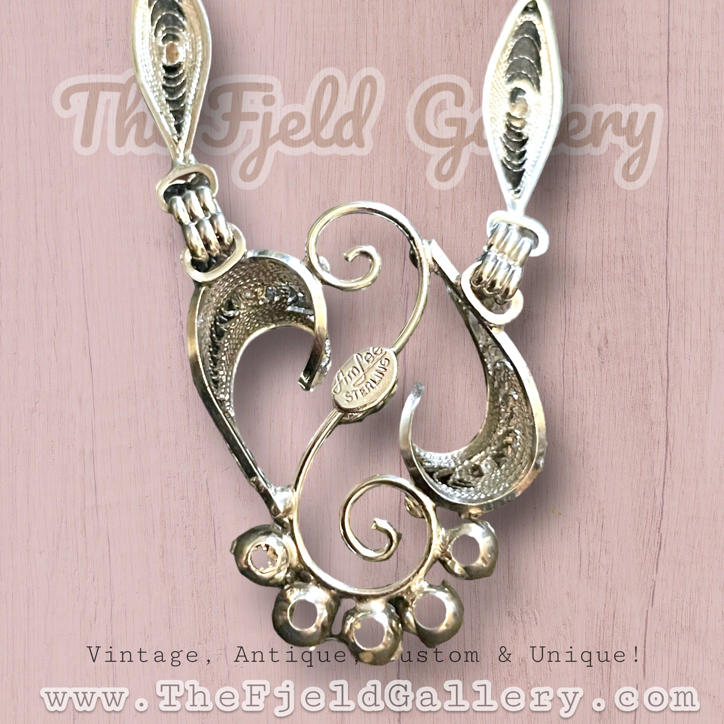 Sterling Silver Filigree Amy Lee Designer Crystal Necklace