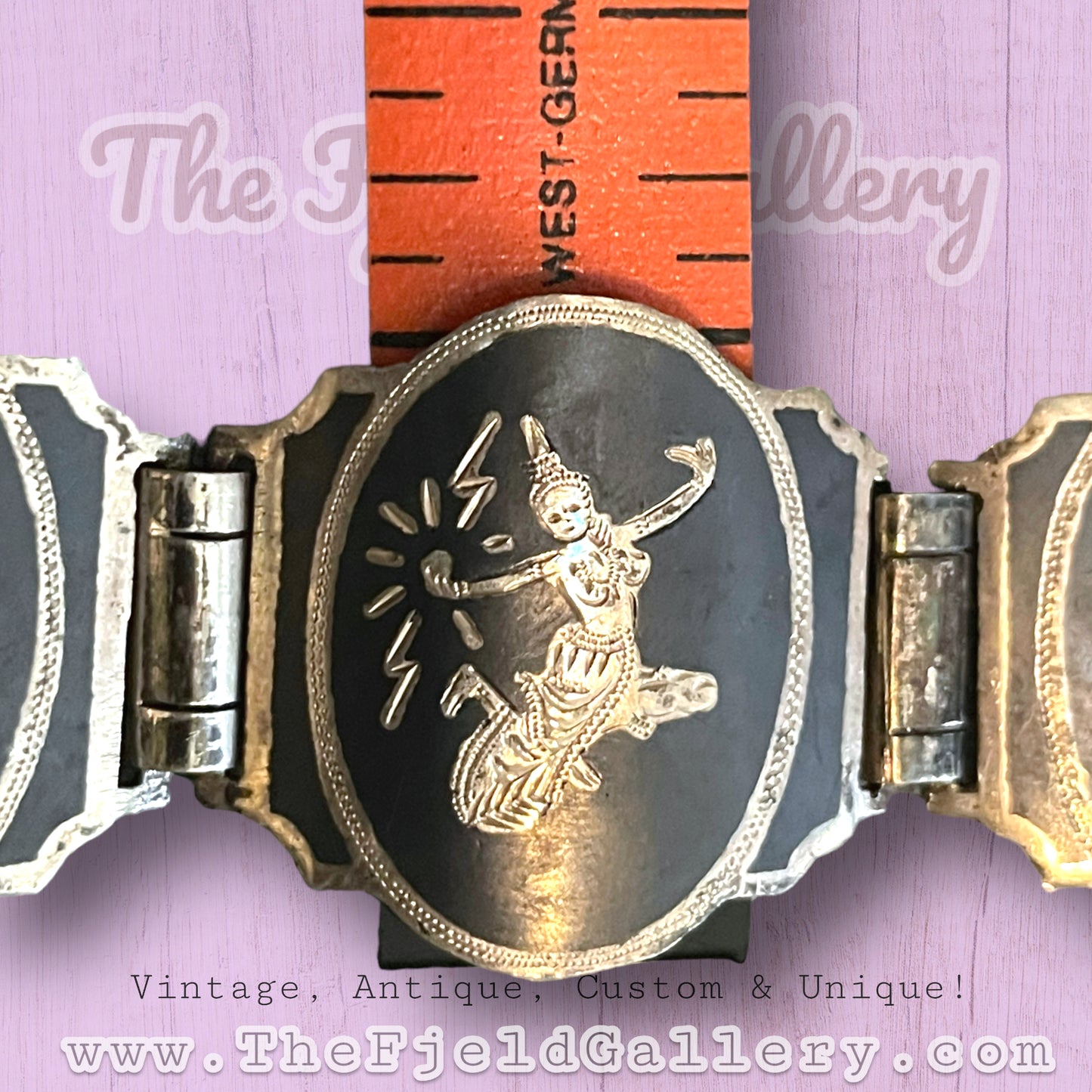 Siam Sterling Nielloware Gods & Goddess Mekkelah, Ramasoon & Angel Bracelet