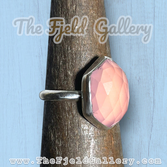 Lavender Pink Chalcedony Sterling Silver Ring