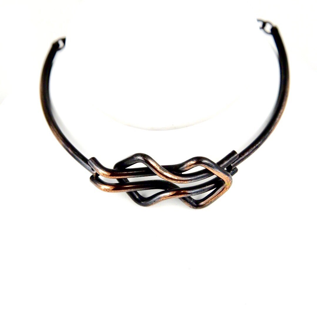 Heavy Modernist Copper Hinged Choker