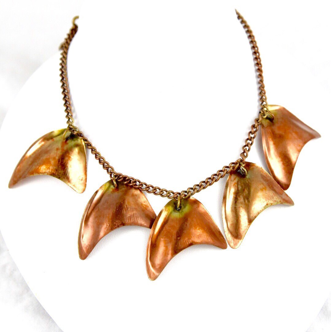 Copper Coated Brass Freeform Charm Necklace