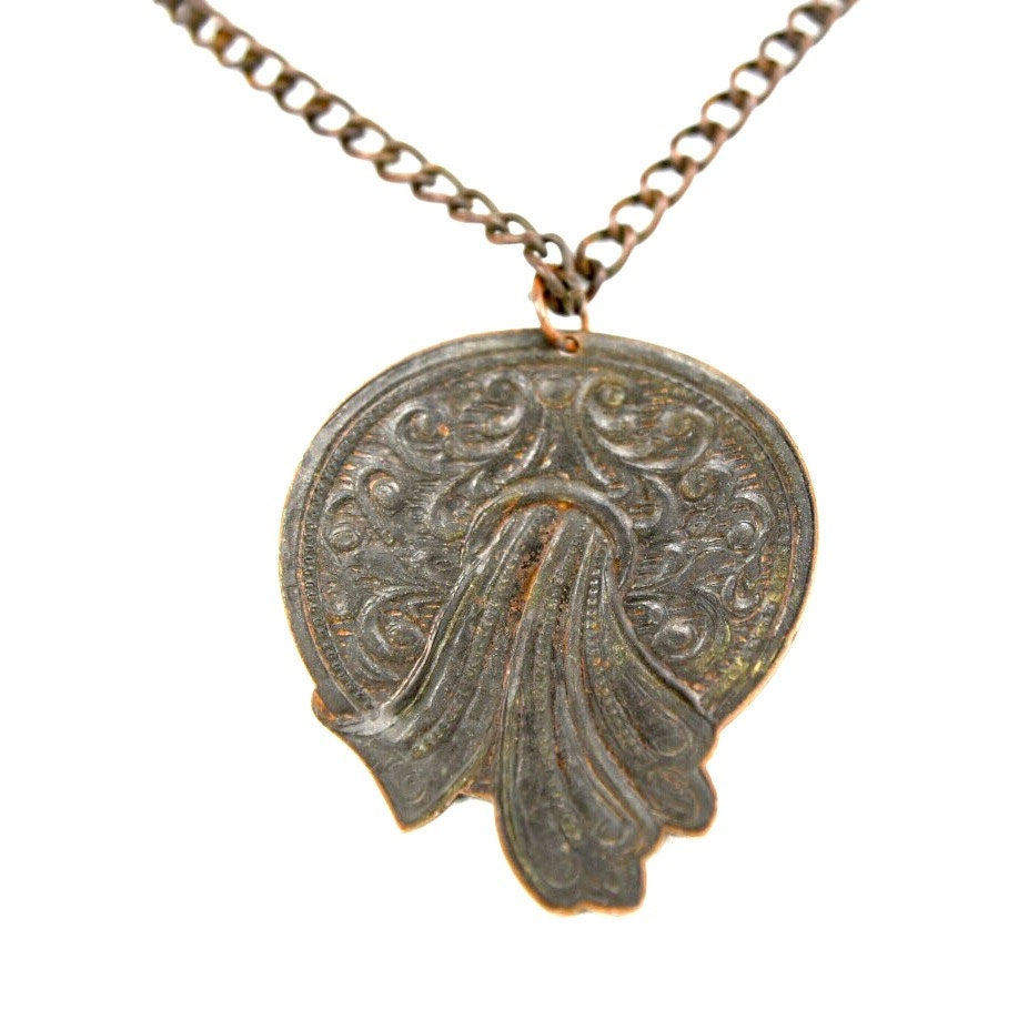 Beautiful Copper Art Nouveau Water Pouring Pendant Necklace