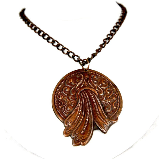 Beautiful Copper Art Nouveau Water Pouring Pendant Necklace