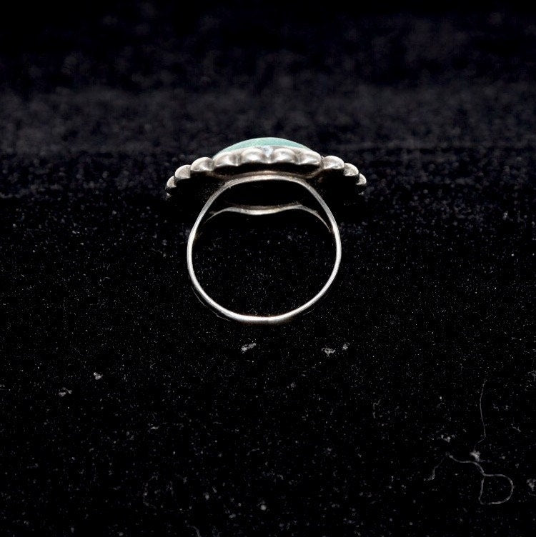 Vintage Sterling & Green Chrysocolla Gemstone Southwest Ring