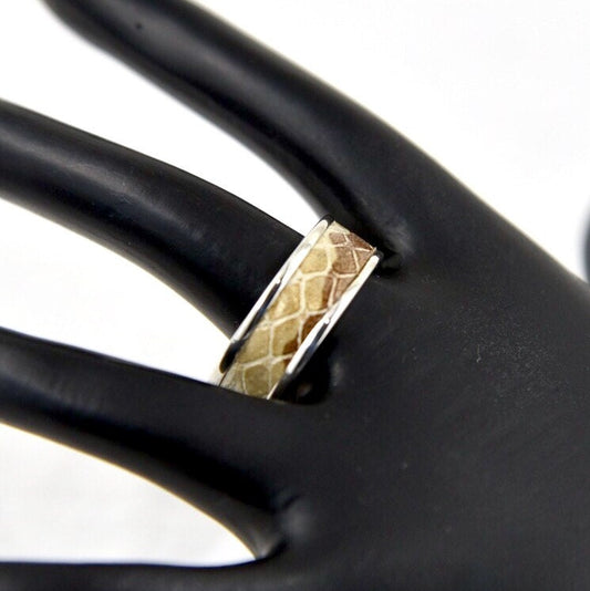 Vintage Sterling Silver 925 Cast Thick Snakeskin Band Ring