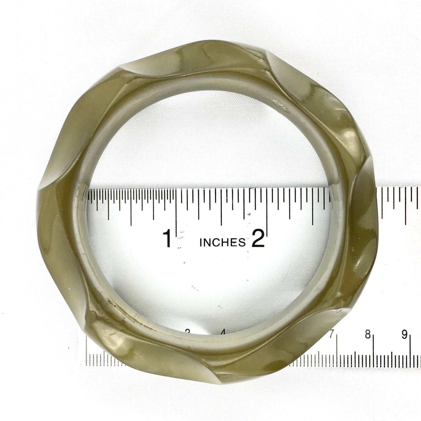 Vintage Green Celluloid Molded Plastic Bangle