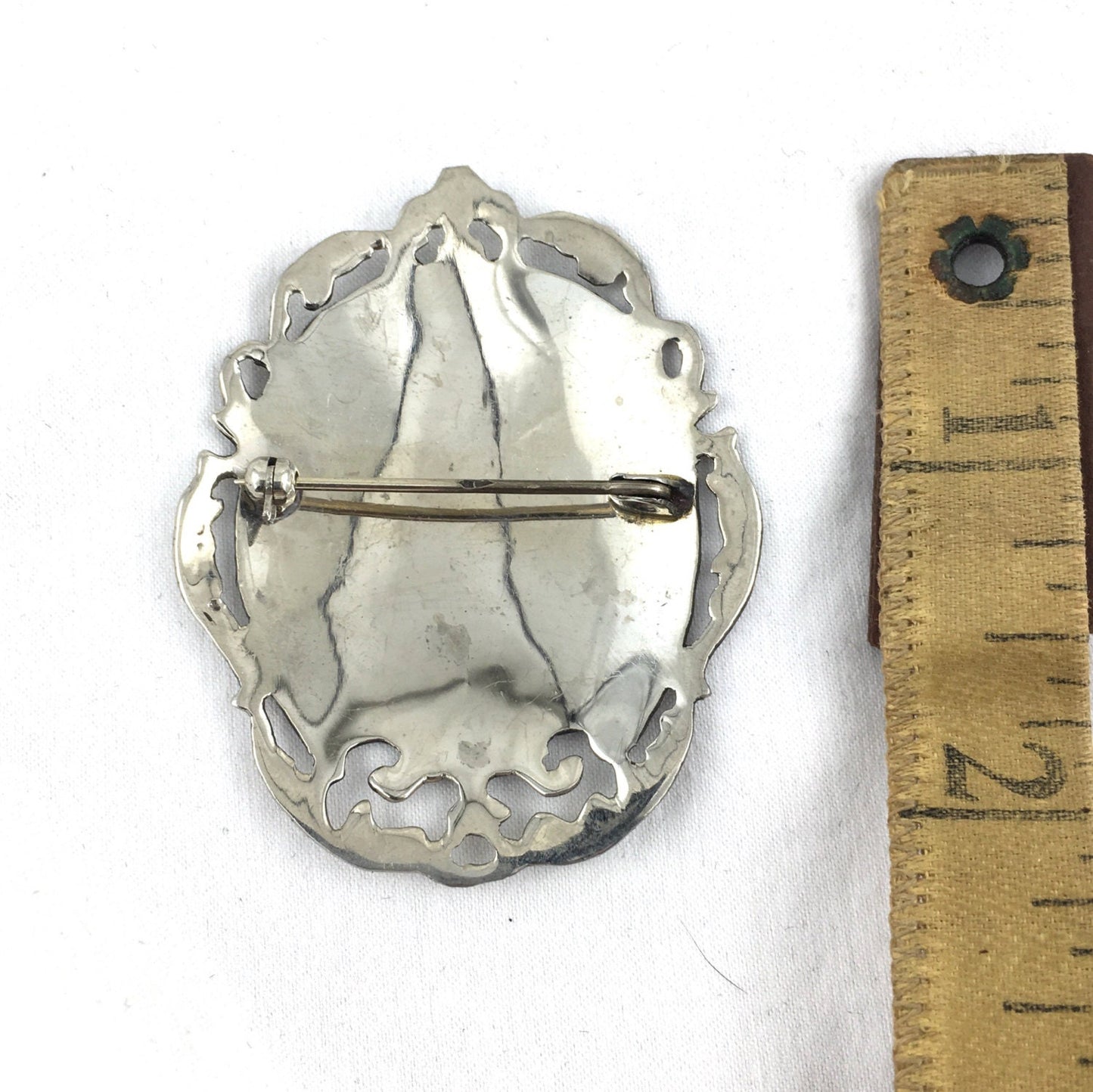 Siam Sterling Silver Nielloware Openwork Brooch featuring Mekkalah the Lightning Godess