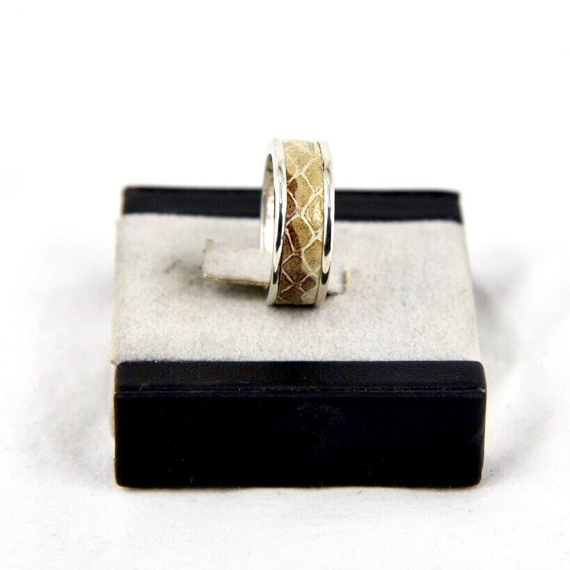 Vintage Sterling Silver 925 Cast Thick Snakeskin Band Ring