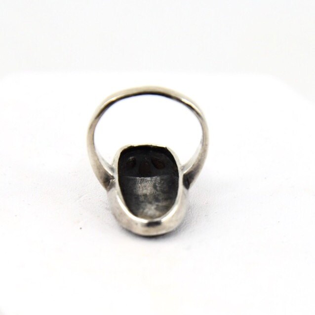 Art Deco Sterling Silver, Marcasite & Onyx Gemstone Gothic Ring