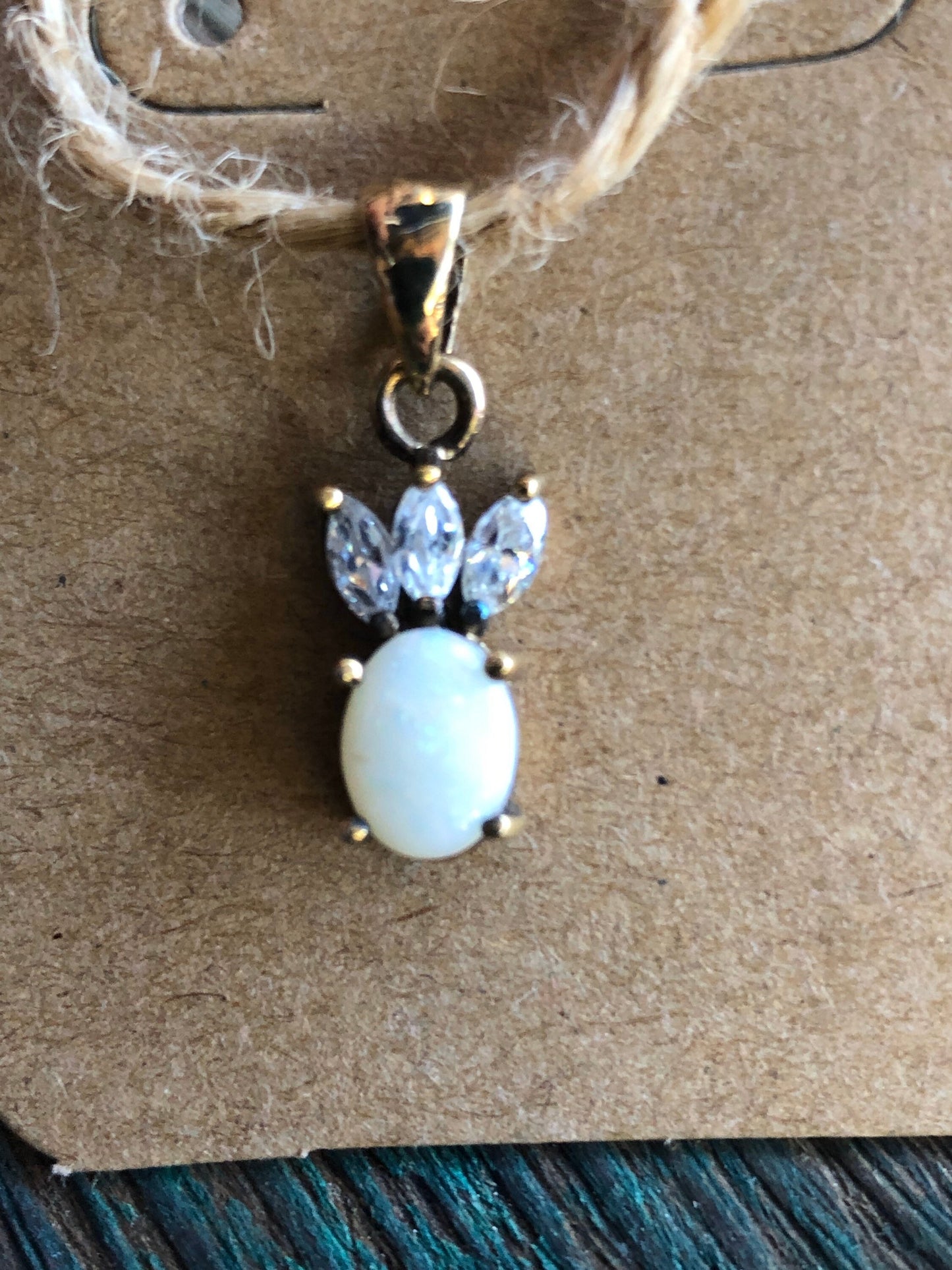 Vermeil gold over sterling silver white opal and topaz necklace pendant