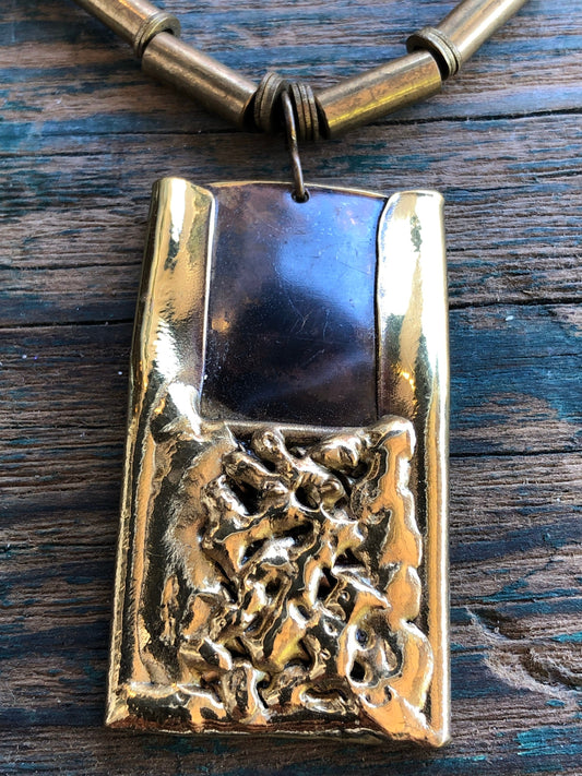 Barbaric Artisan Made Brass Necklace and Earring Set