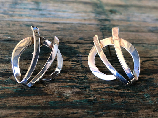Sterling Silver modernist design earrings