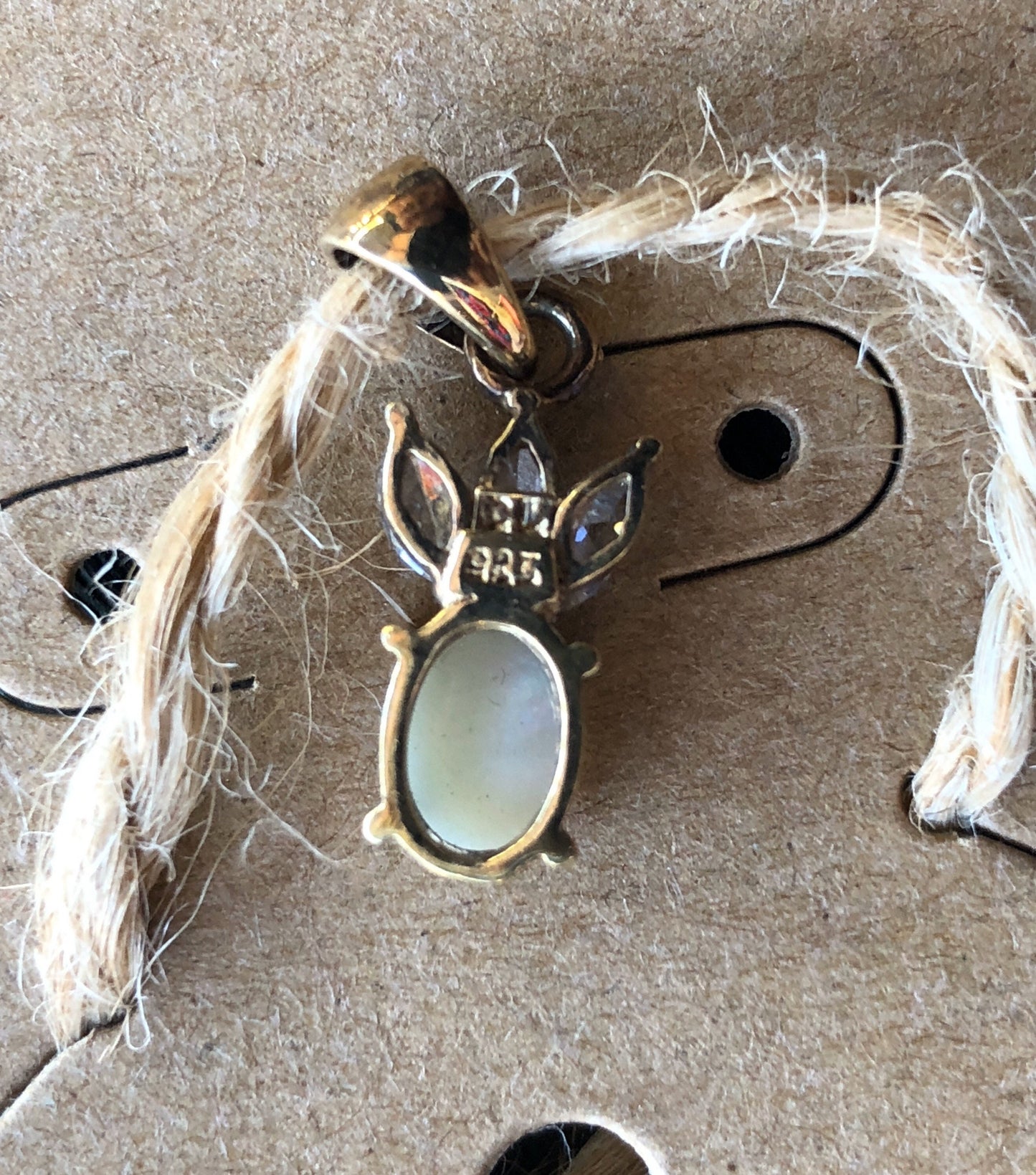 Vermeil gold over sterling silver white opal and topaz necklace pendant