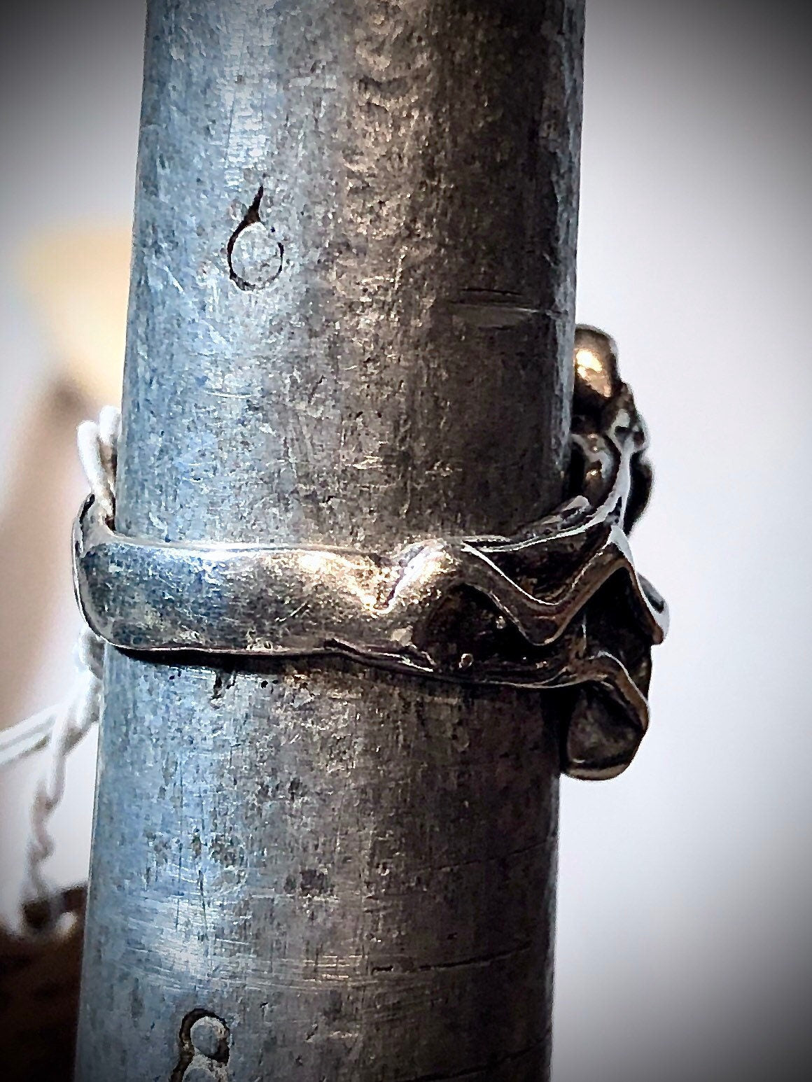 Art Nouveau Modernist 925 Sterling Silver & Pearl Ring sz 7