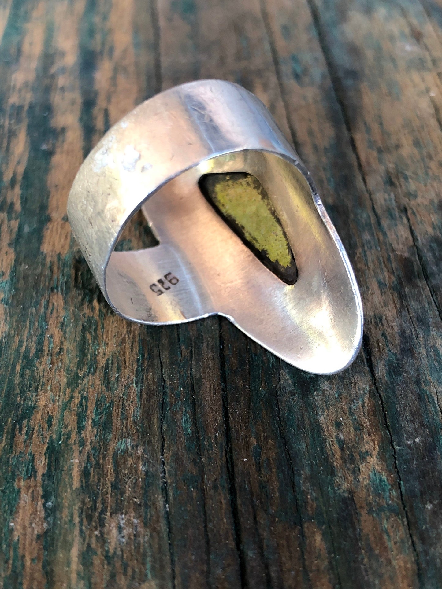 Modernist Sterling Silver and Art Glass Chunky Statement Ring