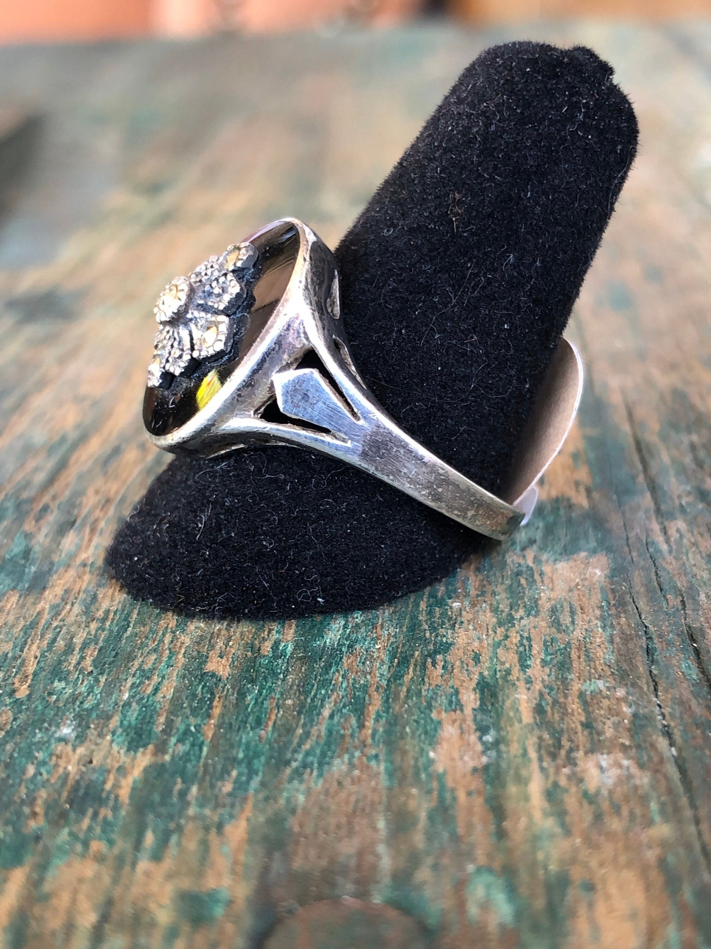 Art Deco Sterling, Onyx & Marcasite Ring
