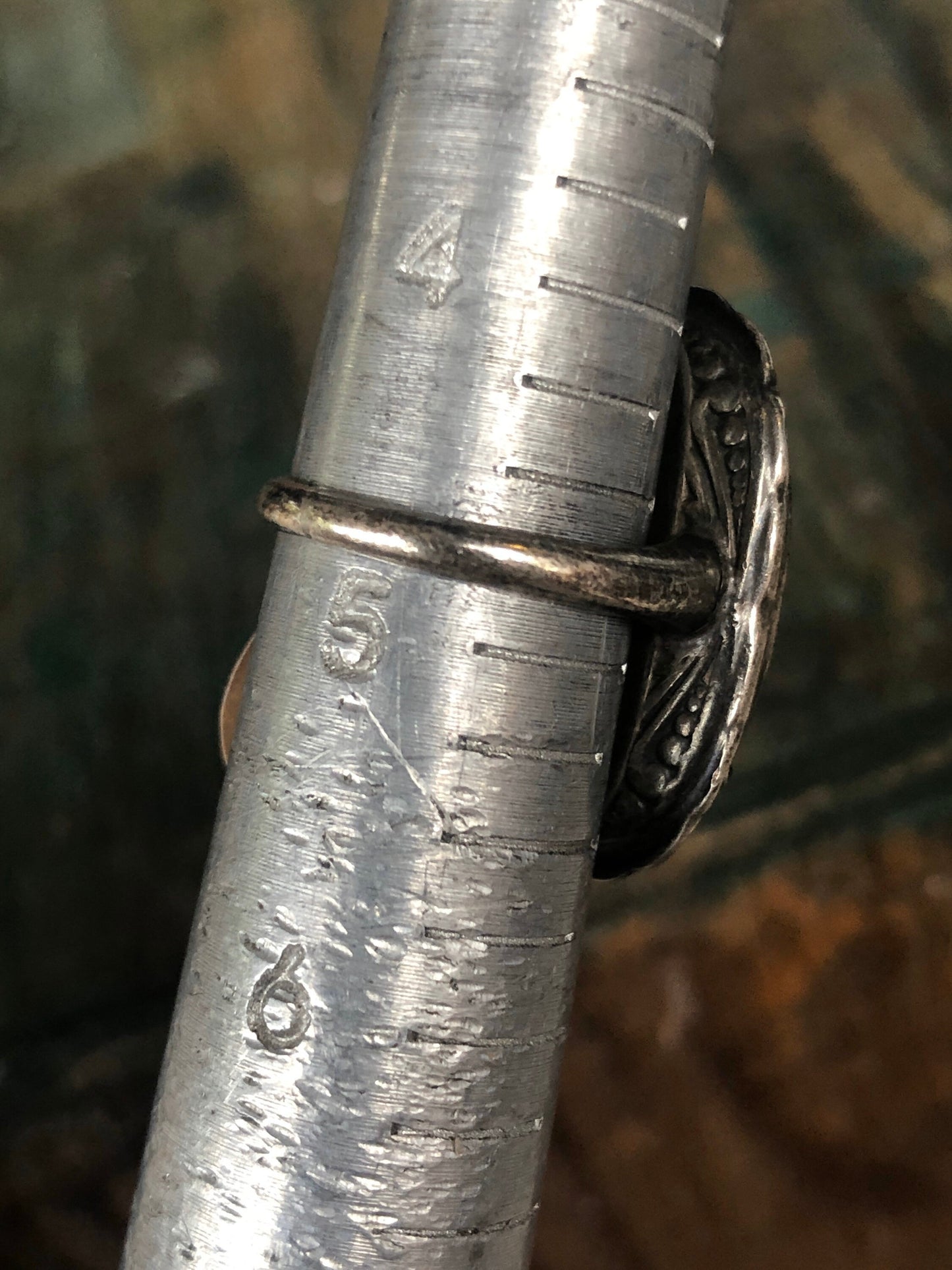 Art Deco Uncas Mfg. Co. Sterling Silver & Marcasite with Large Beige Jasper Ring