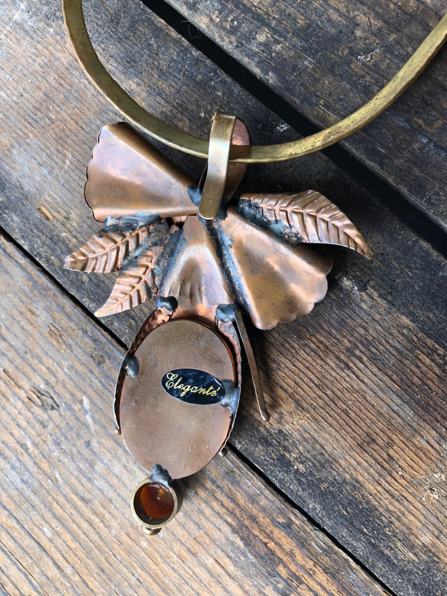 Gorgeous Amber and Brass Designer Barbaric Necklace