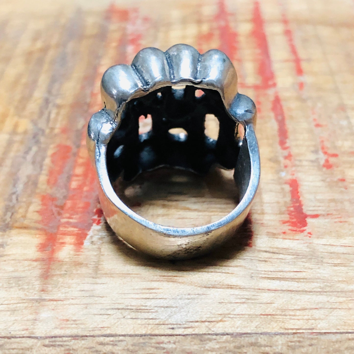 Unique Chunky Cast Sterling Silver Geometric Abstract Mid Century Ring