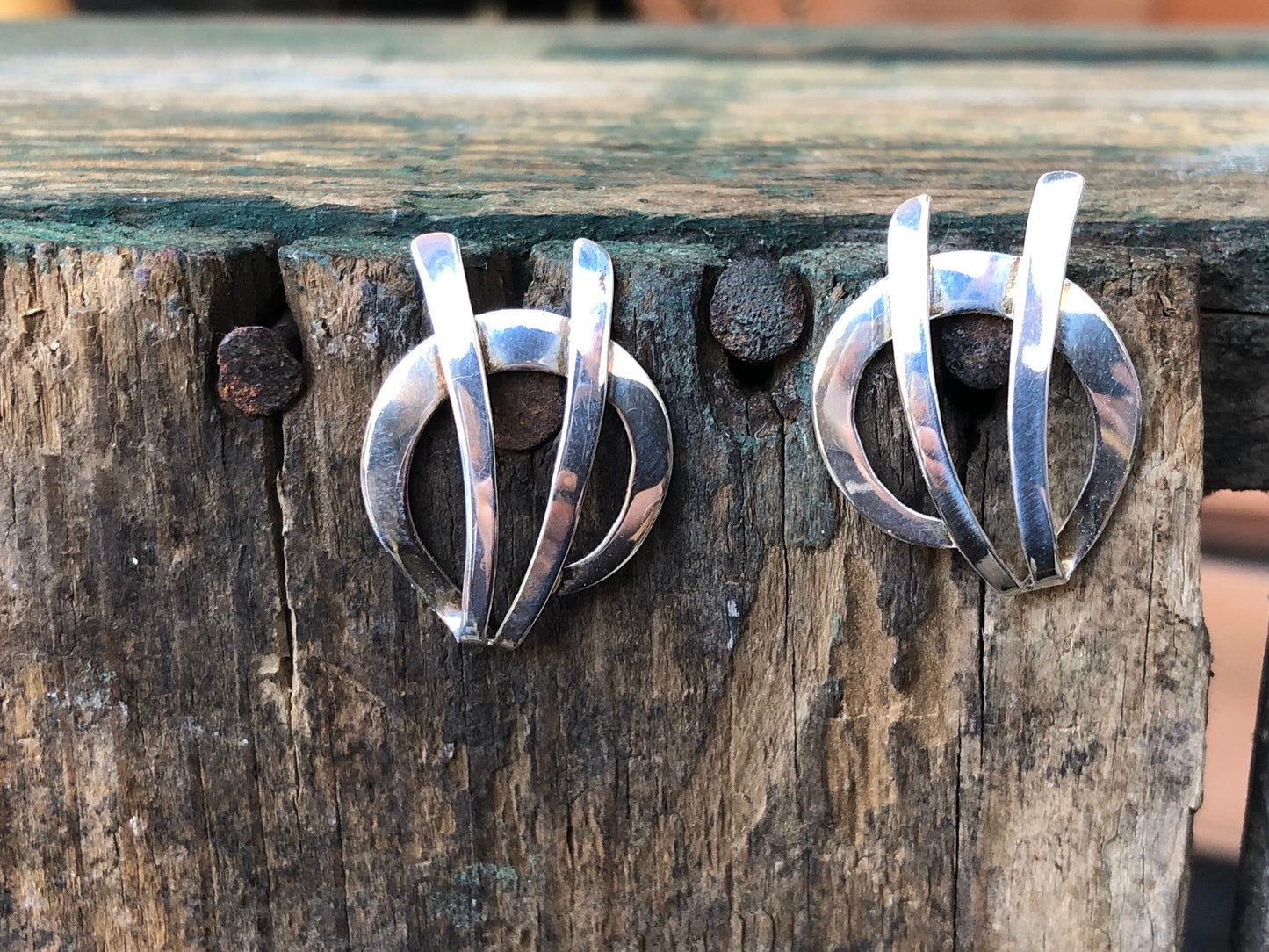 Sterling Silver modernist design earrings