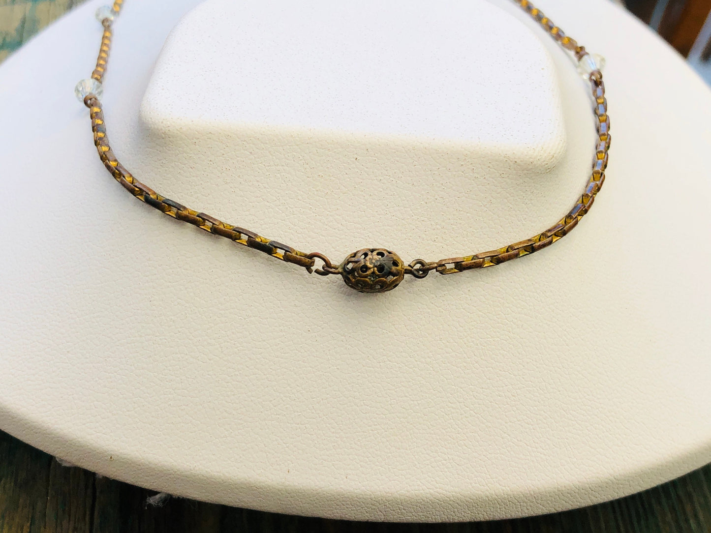 Antique Victorian Faceted Quartz Briolette Drop Festoon Necklace on Gilt Chain with Sawblades
