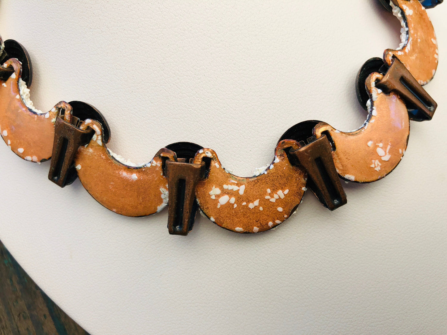 Vintage Copper Matisse Renoir Textured Pink Rock Glass Enamel Confetti Necklace