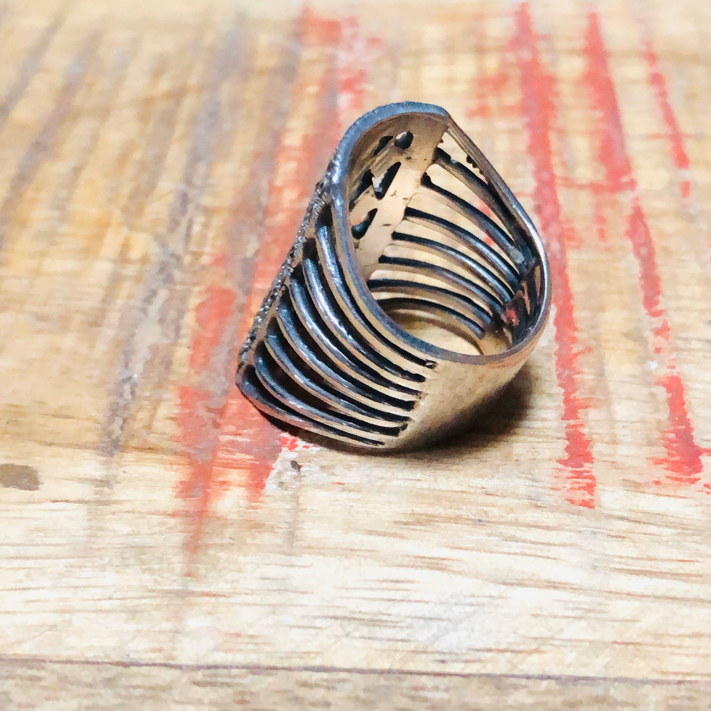 Unique Sterling Silver & Marcasite Long Art Deco Square Ring