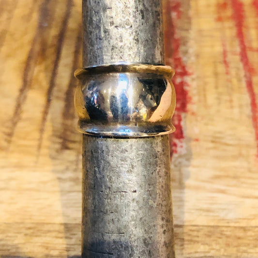 Vintage Solid Sterling Silver Mid Century Modern Minimalist Wide Band Ring