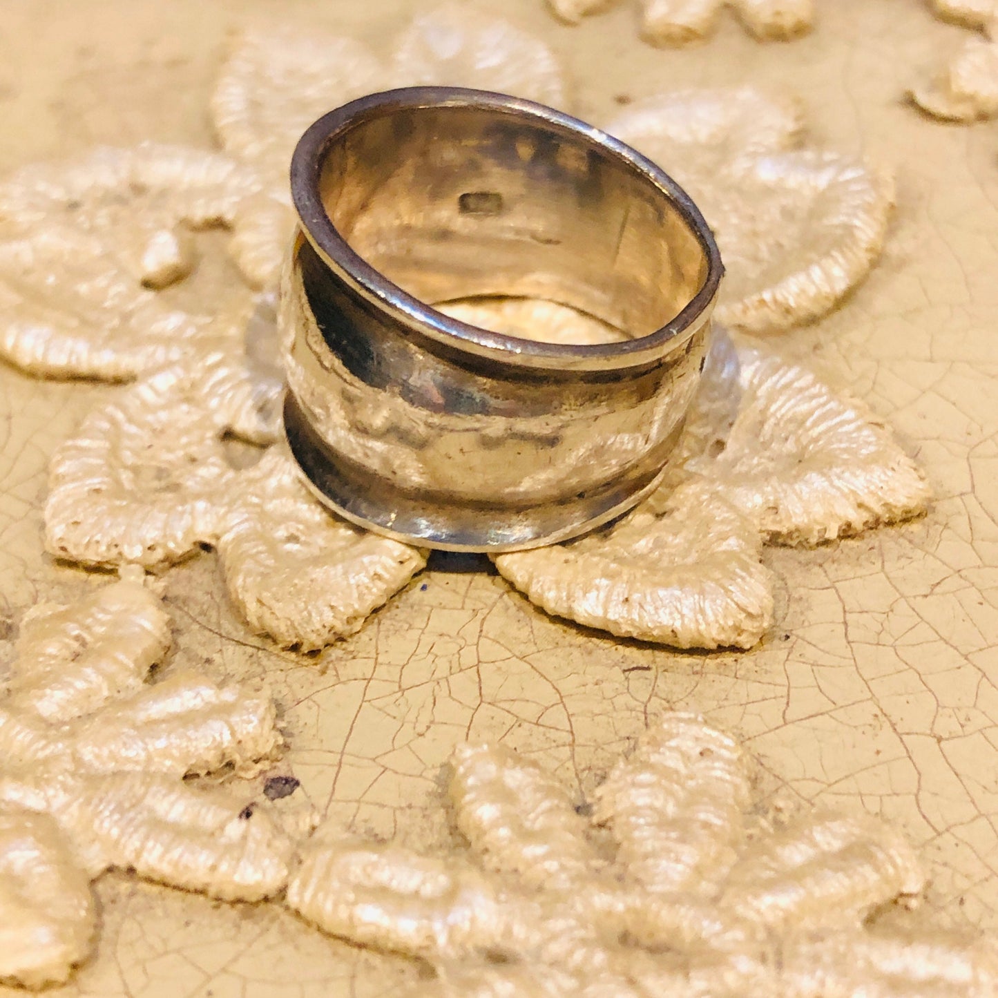 Vintage Solid Sterling Silver Mid Century Modern Minimalist Wide Band Ring