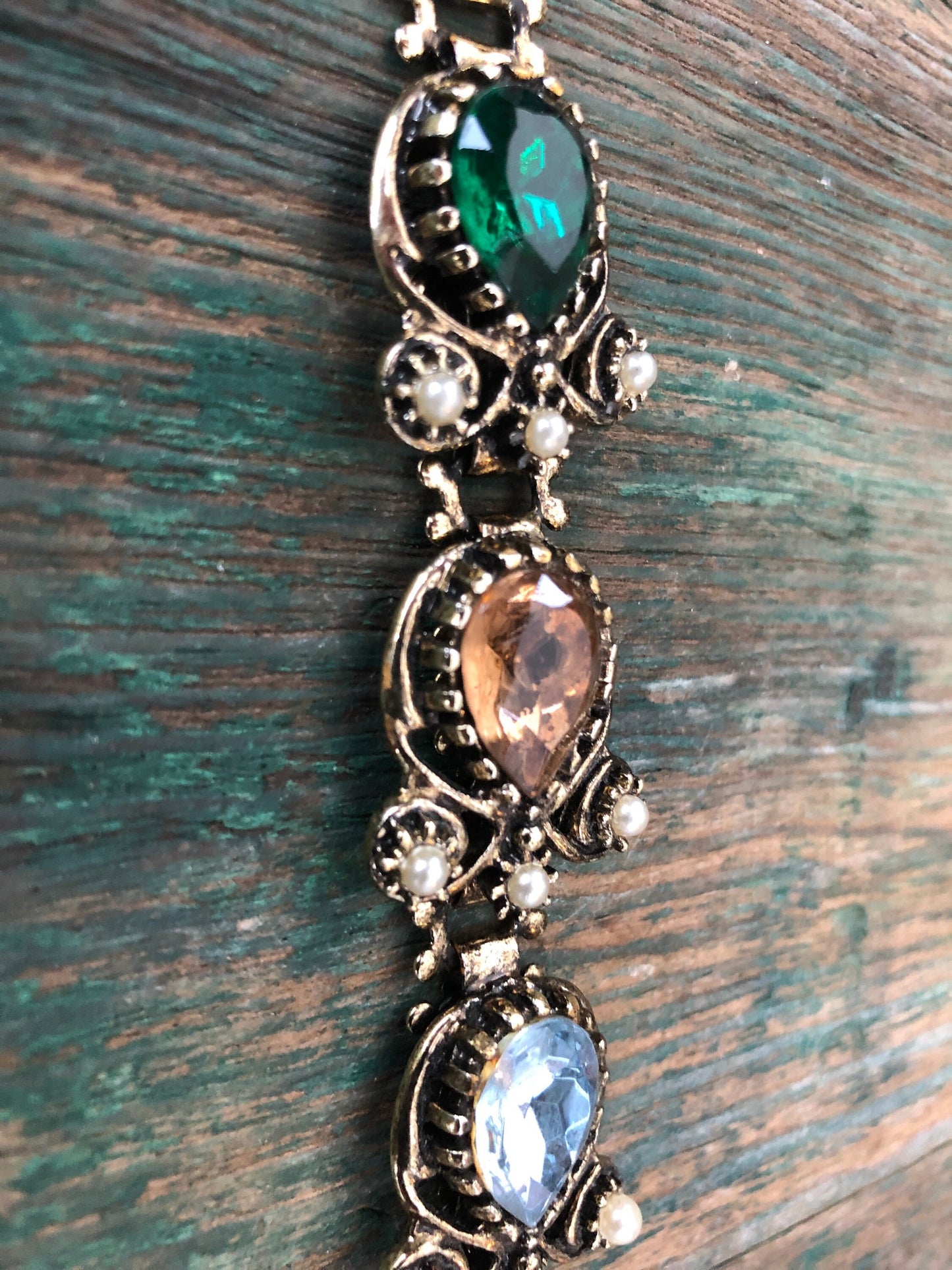 Belle Epoque Fruit Salad Book Chain Multicolor Chunky Crystal & Pearls Bracelet