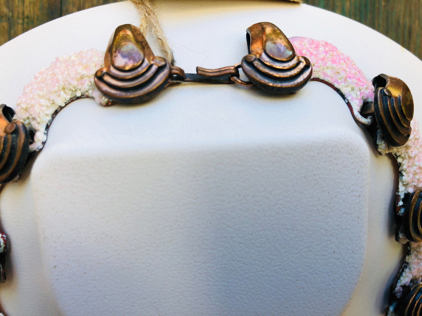 Vintage Copper Matisse Renoir Textured Pink Rock Glass Enamel Confetti Necklace